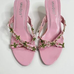 Vintage Y2K Pastel Pink Floral Kitten Heels Fairycore
